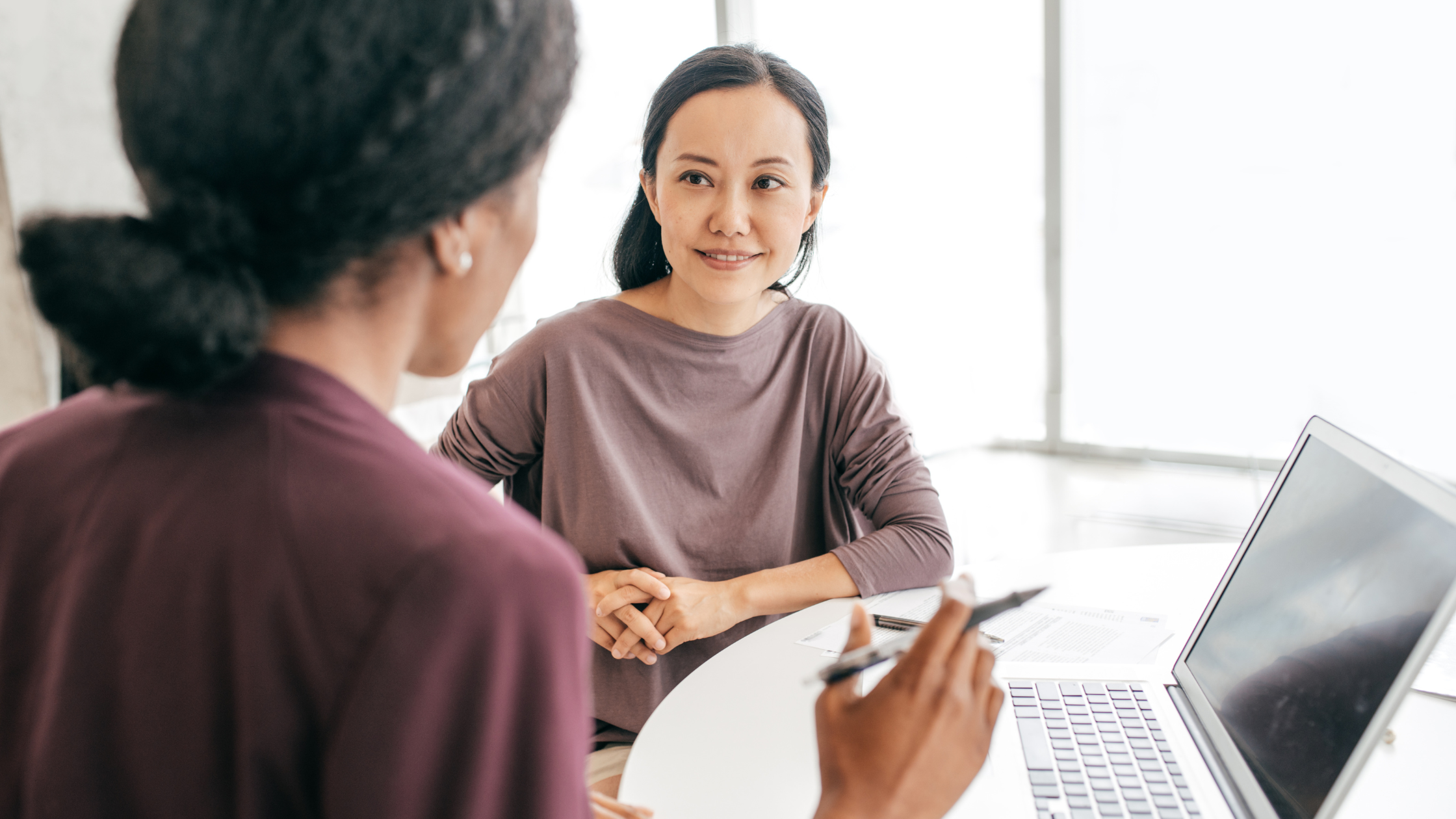 two people having a meeting