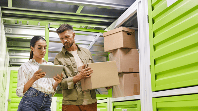 couple in a storage facility