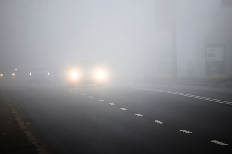 Cars driving in fog