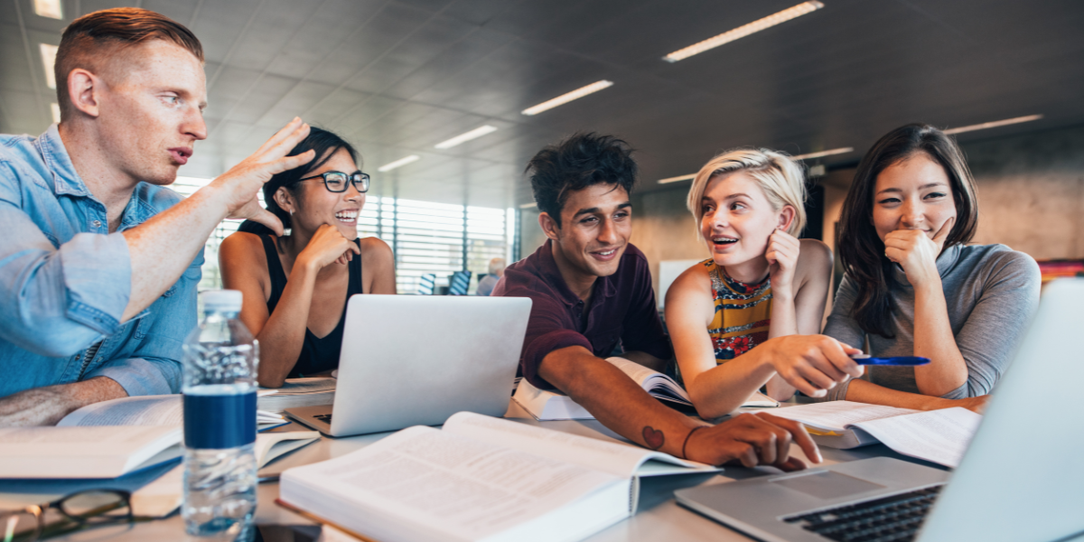 College Students Studying in Library