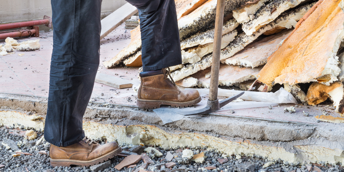 Construction Worker in Rubble