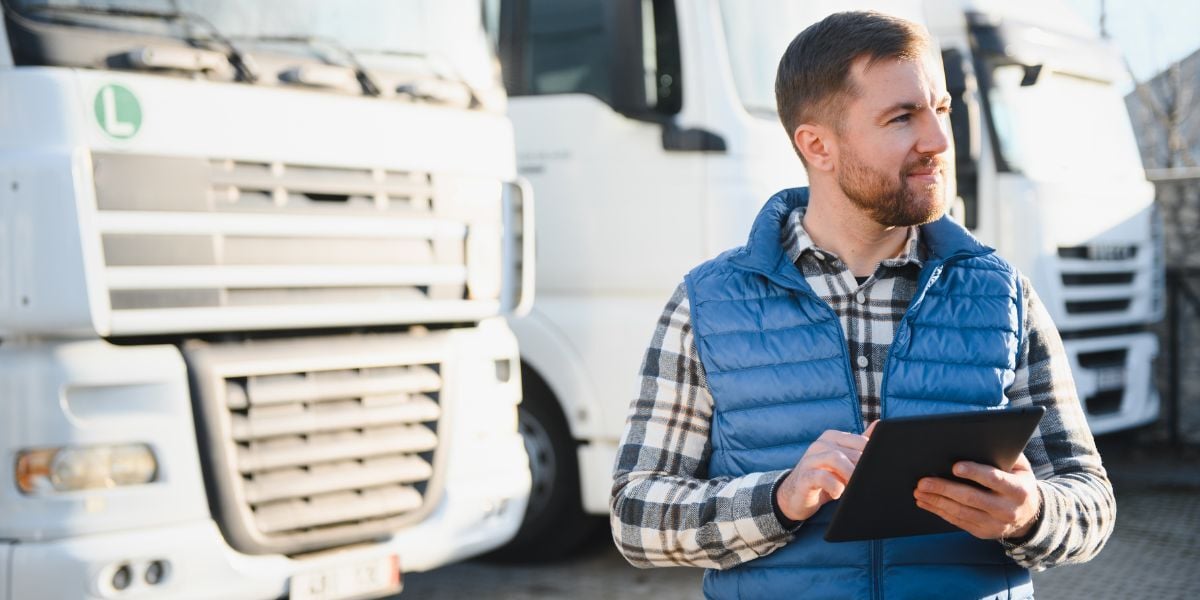 Trucking Company Owner on Tablet