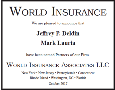 We are pleased to announce that Jeffrey P. Deldin and Mark Lauria have been named Partners of our Firm