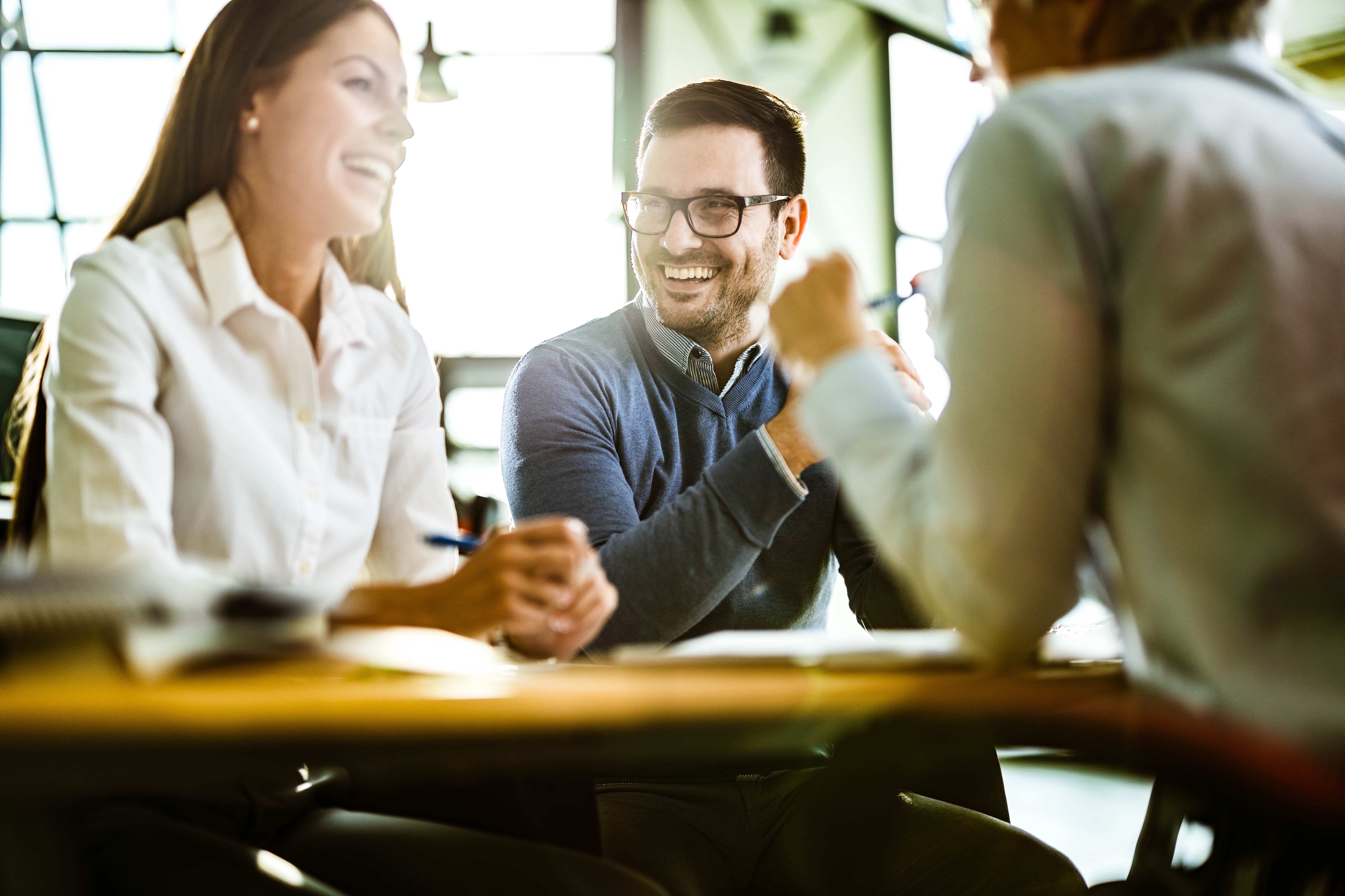 Couple receiving advice from an expert