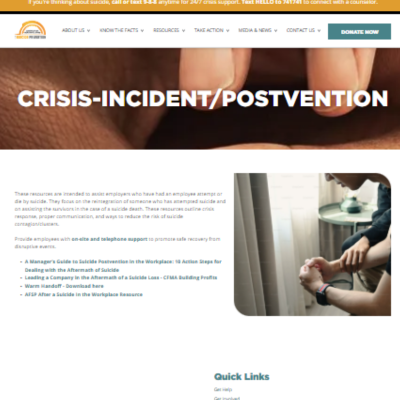 Crisis-Incident and Postvention