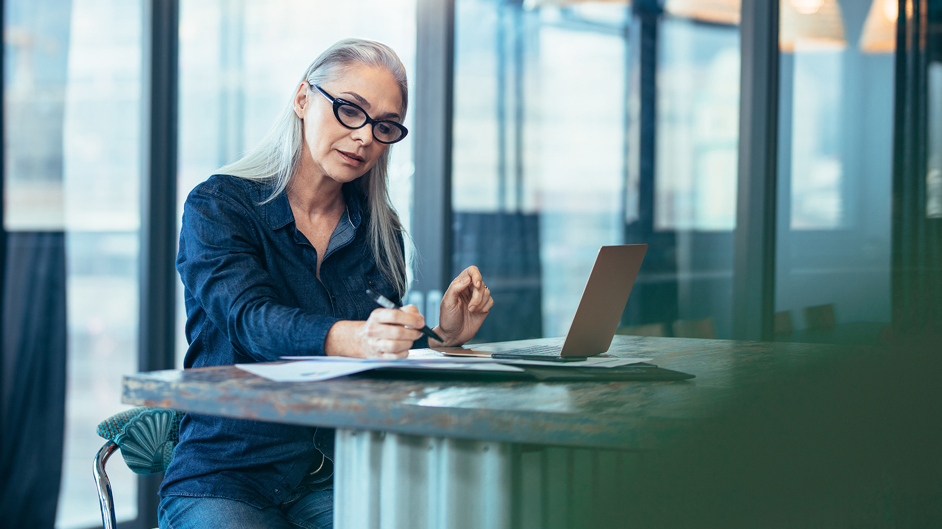 Woman working at her laptop