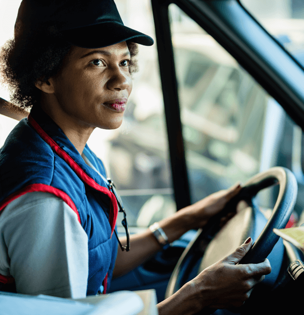 woman driving a commercial vehicle in Texas